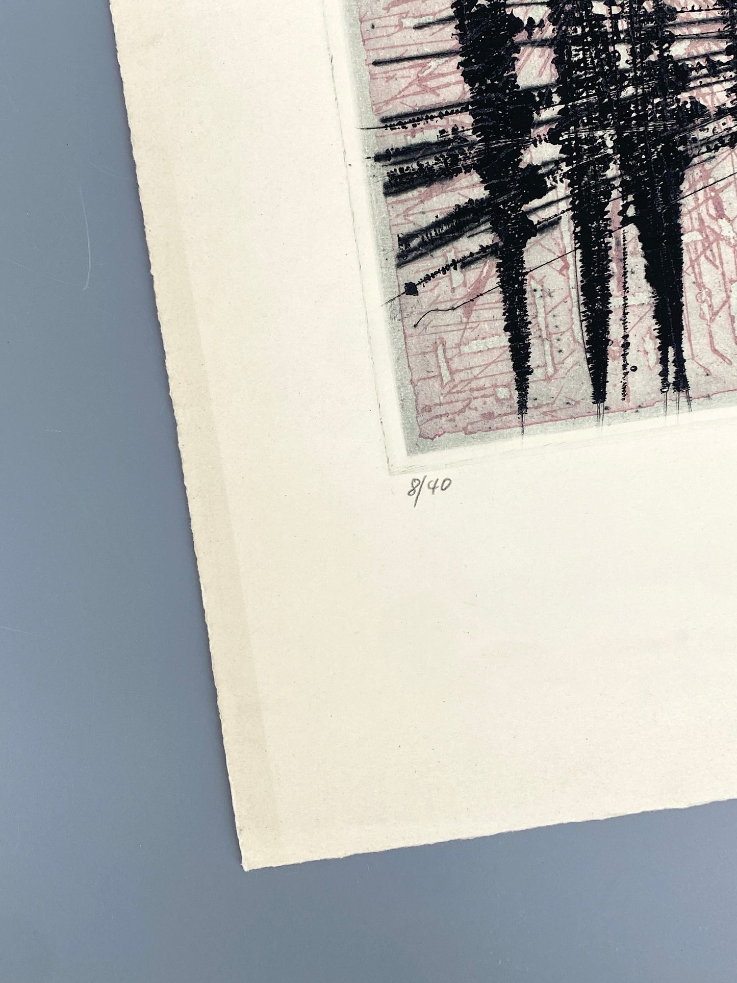 Signierte Farbradierung "Gruppierung" von Volkmar Haase (1930–2012), 1959