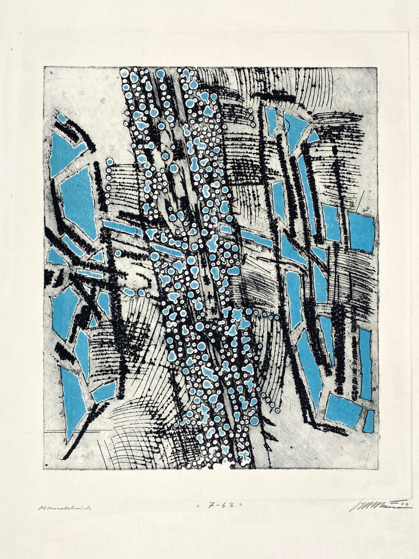 Signierte Radierung mit farblichem Prägedruck im Blatt von Volkmar Haase (1930–2012), 1962