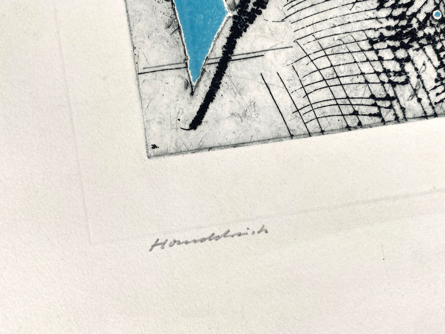 Signierte Radierung mit farblichem Prägedruck im Blatt von Volkmar Haase (1930–2012), 1962