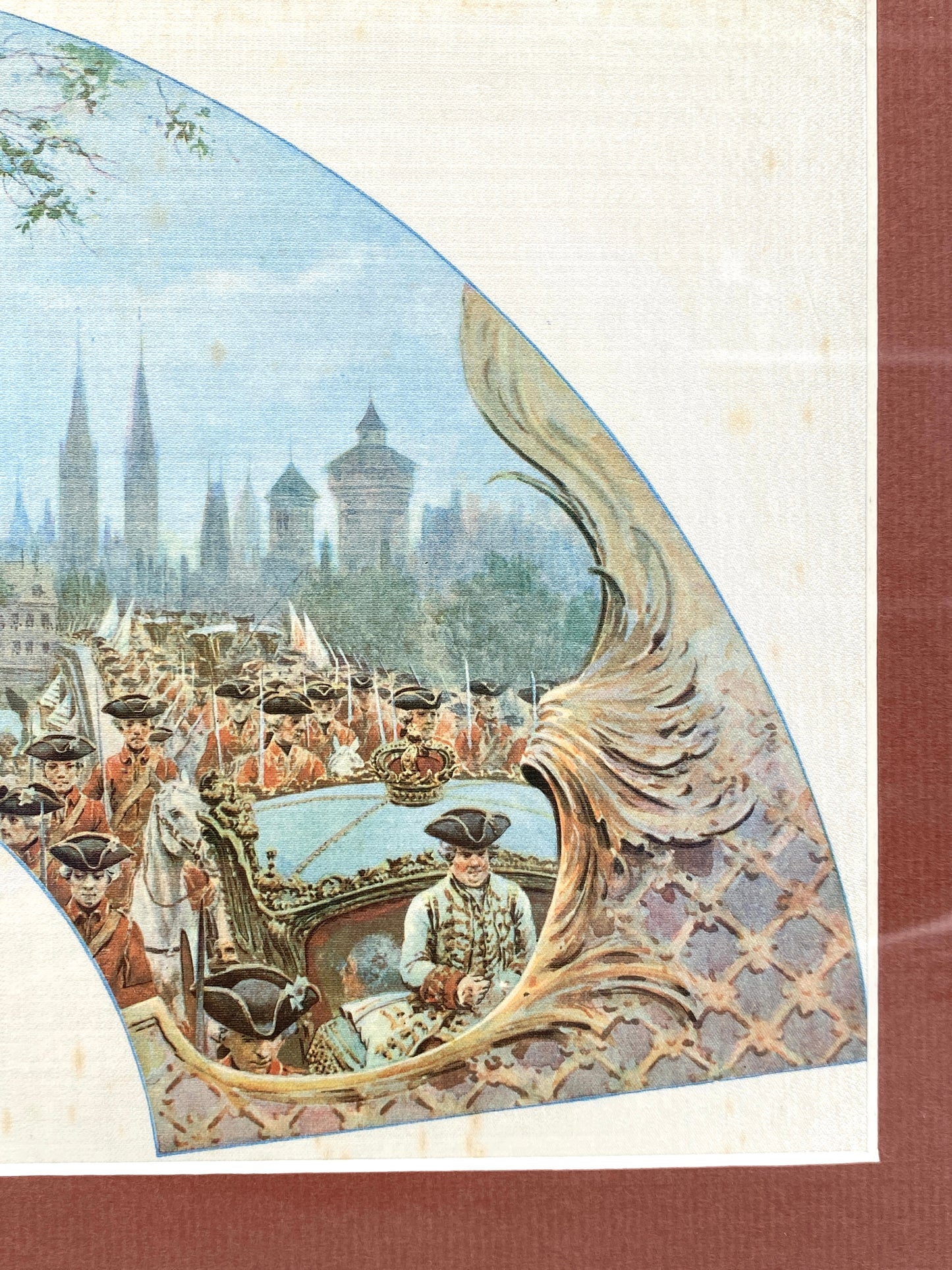 Antiker Seidendruck nach dem Gemälde „Le passage du Roy (Der Übergang des Königs)“ von Maurice Leloir (1853–1940), grehamt, 1906-1907