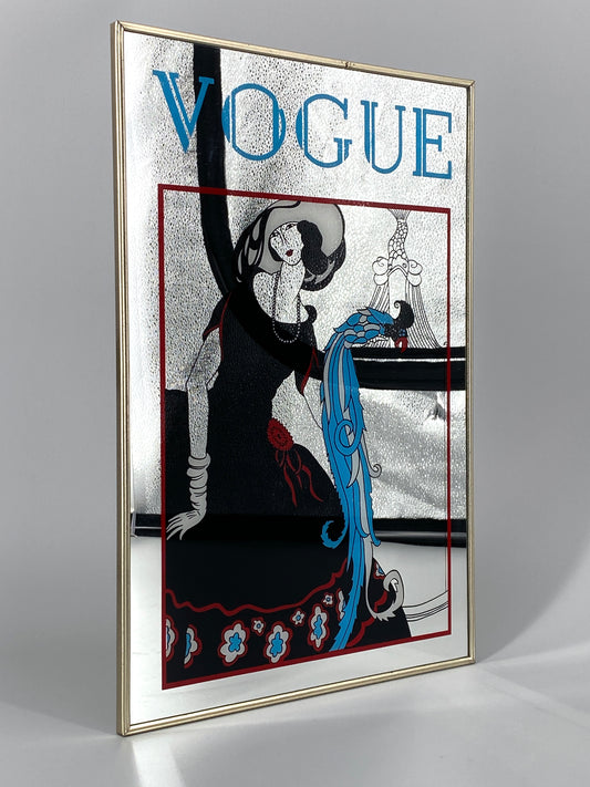 Dekorativer Spiegel mit dem Vogue-Cover von Helen Dryden aus dem Jahr 1921, in einem Metallrahmen, vintage