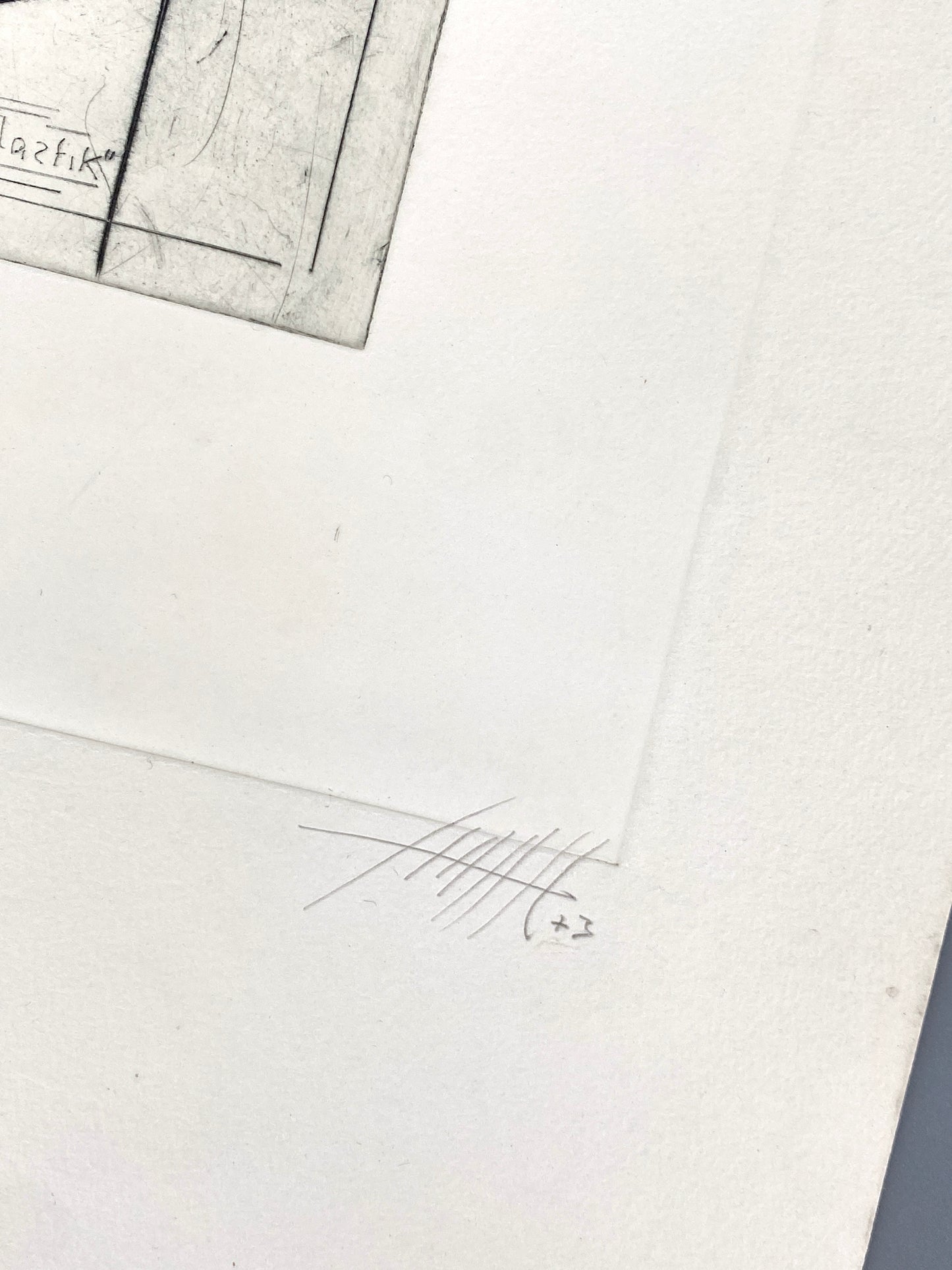 Signierte Radierung "Kopf-Plastik" von Volkmar Haase (1930–2012), 1973