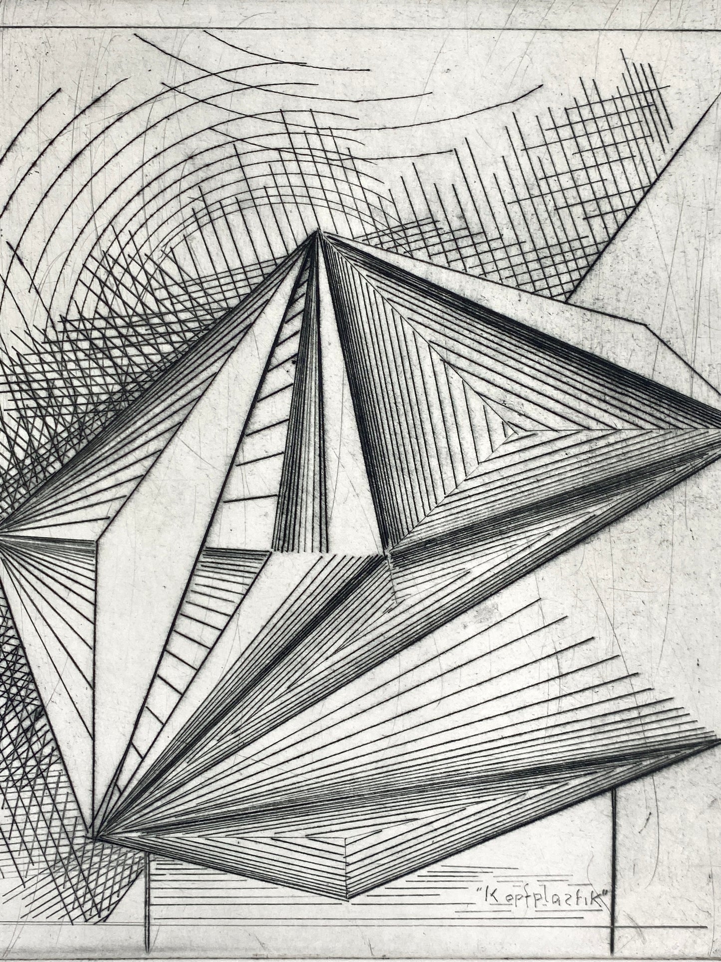 Signierte Radierung "Kopf-Plastik" von Volkmar Haase (1930–2012), 1973