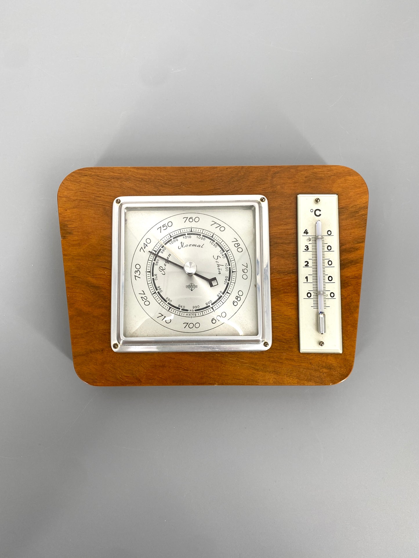 Wetterstation mit Barometer und Thermometer von Forster, 1960er