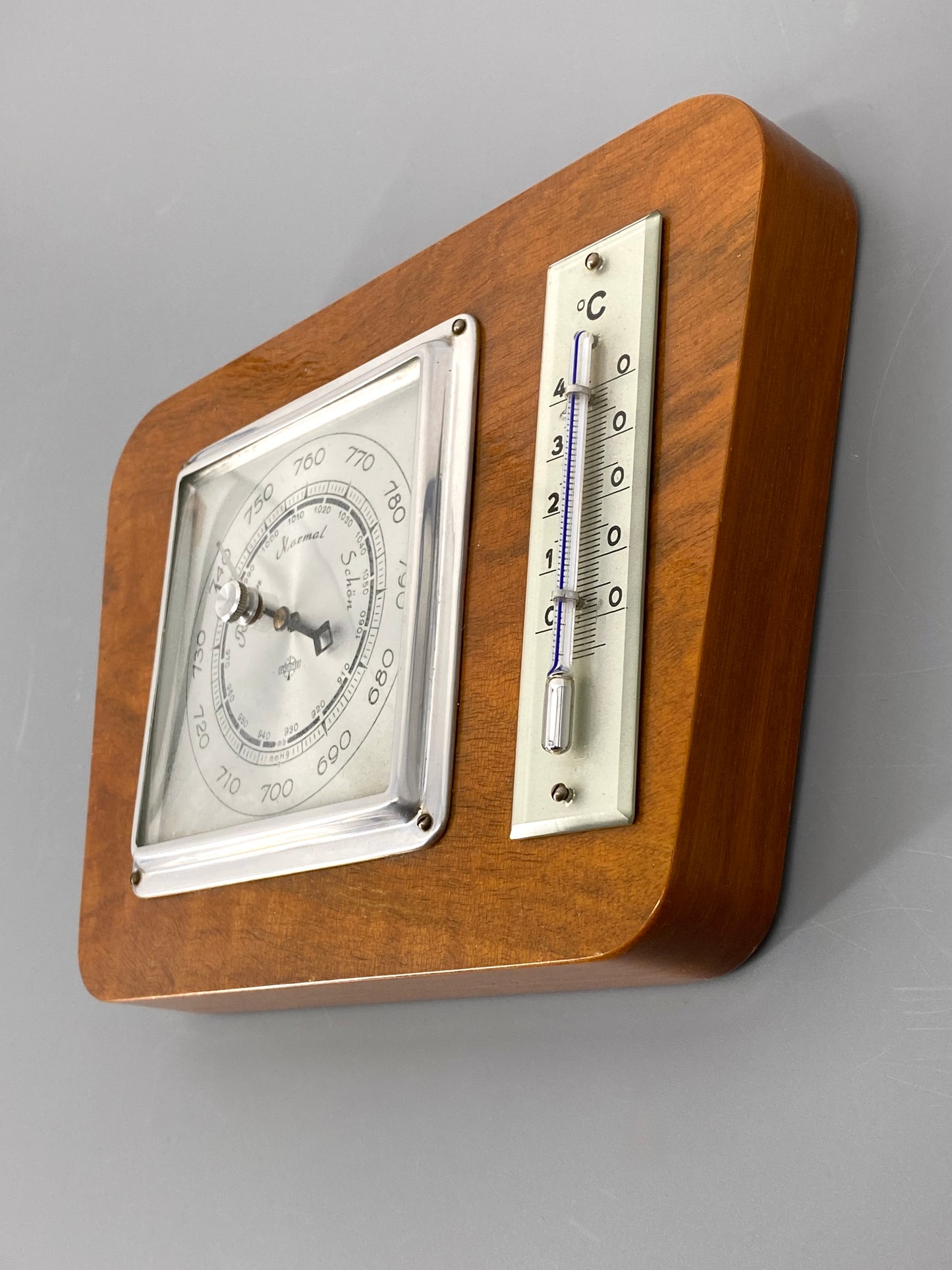 Wetterstation mit Barometer und Thermometer von Forster, 1960er