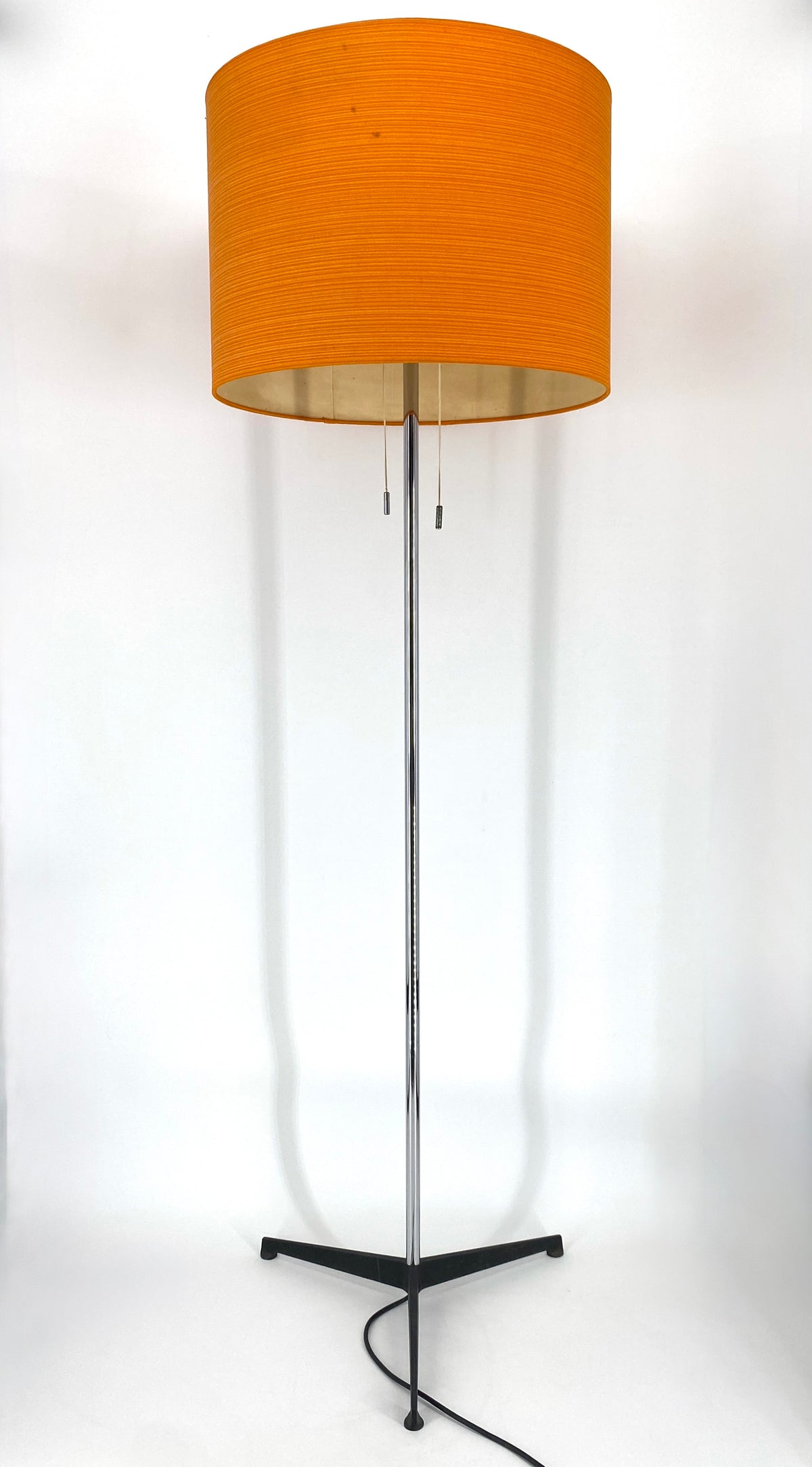 Stehlampe von Staff mit orangefarbenem Stoffschirm, Deutschland 70er