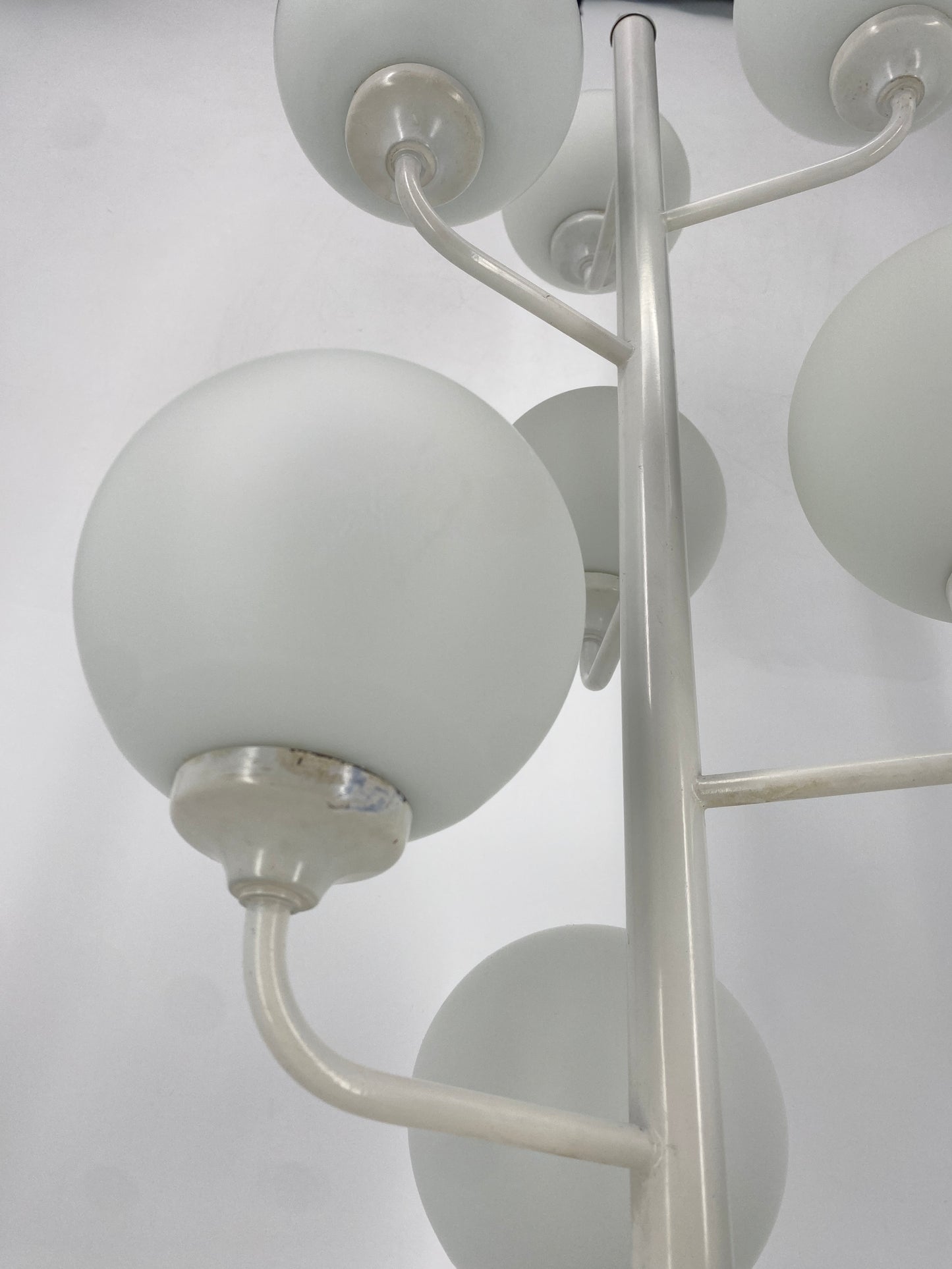 Space Age Design Stehlampe mit 9 Satin-Glaskugeln, Deutschland 1970er