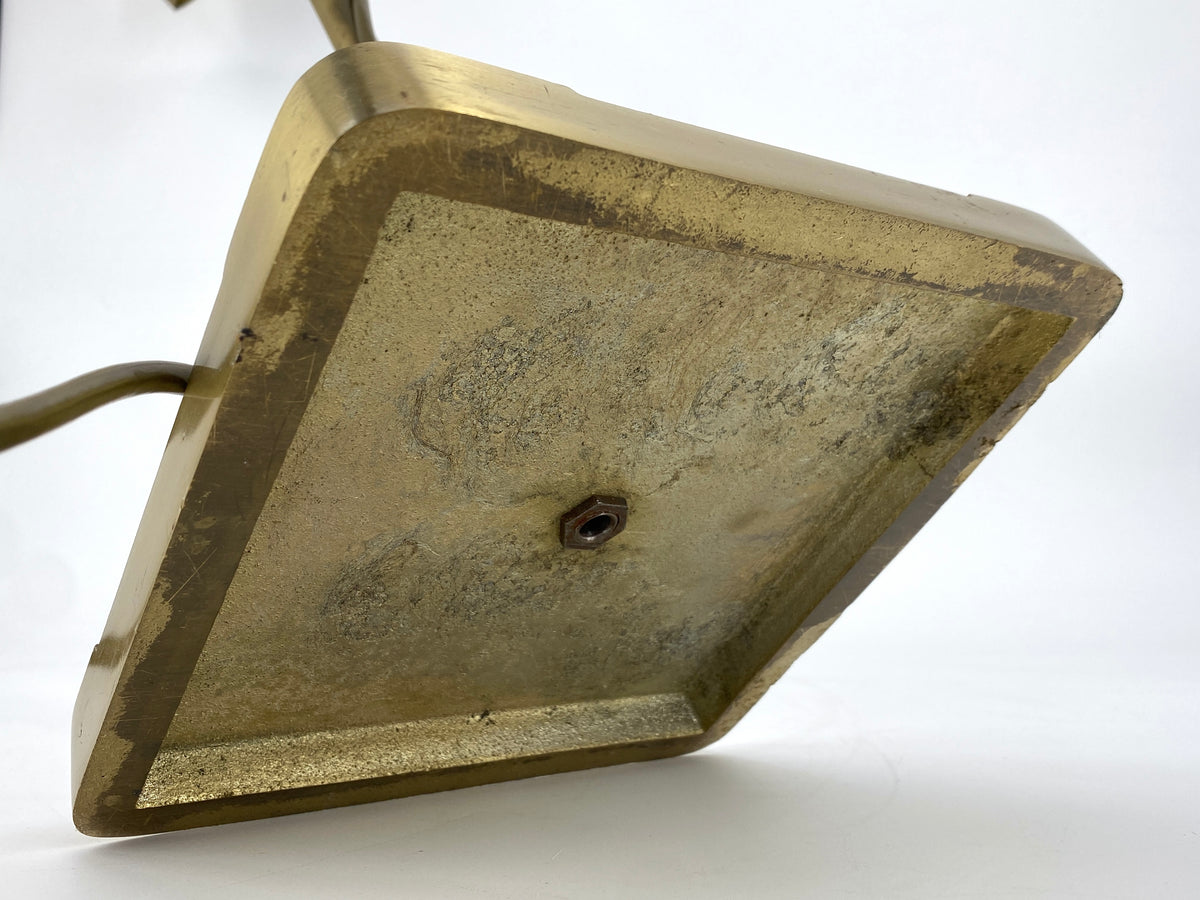 Höhenverstellbare Stehlampe / Leselampe aus Messing mit zylindrischem Schirm und massivem Gelenk, Italien 60/70er Jahre