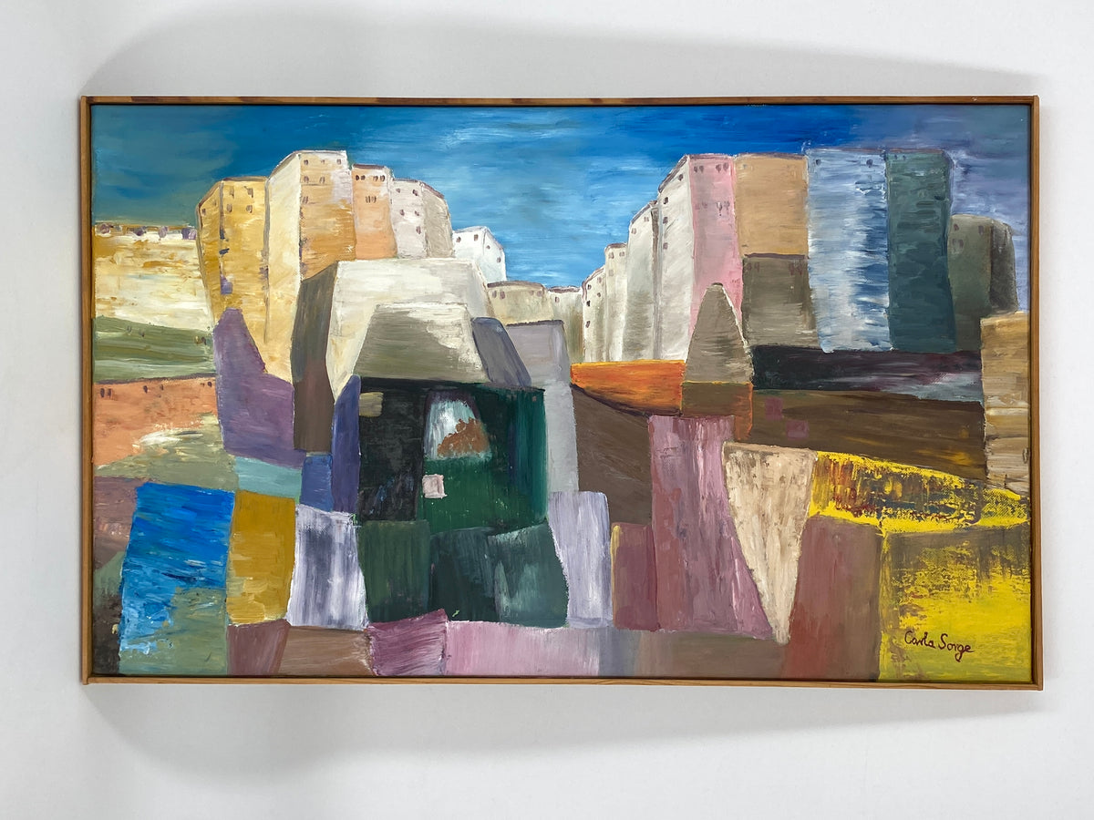 Farbenfrohes Ölgemälde von Carla Sorge (geb. 1971) auf Leinwand, Unikat