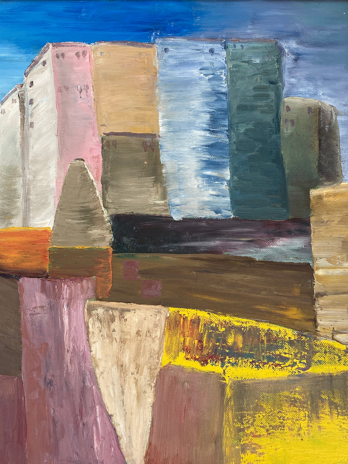 Farbenfrohes Ölgemälde von Carla Sorge (geb. 1971) auf Leinwand, Unikat
