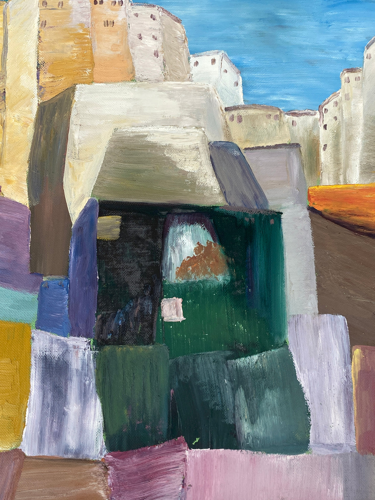 Farbenfrohes Ölgemälde von Carla Sorge (geb. 1971) auf Leinwand, Unikat