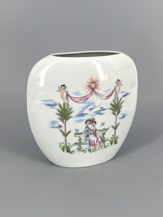 Rosenthal Vase mit Liebespaar-Motiv, illustriert von Raymond Peynet