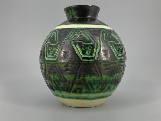 Bauchige Keramikvase mit irisierender Glasur aus Finnland