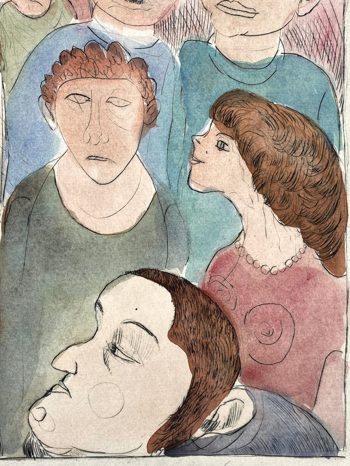 Aquarellierte Radierung "Christus und die Sünder" von Kurt Mühlenhaupt (1921–2006), 1977
