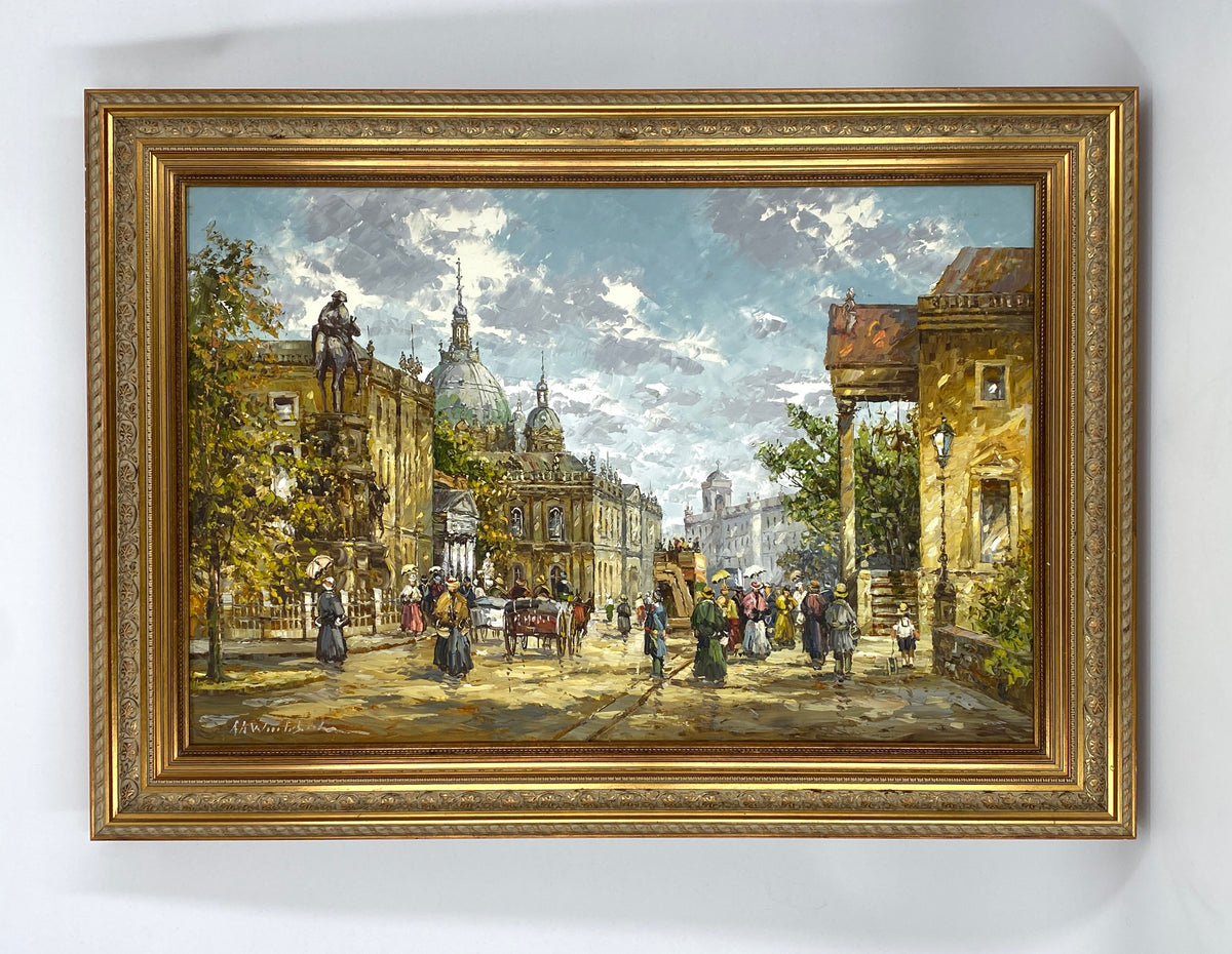 Ölgemälde "Historische Berliner Stadtansicht" von August Alexander Wendehals (1934–2003), Unikat