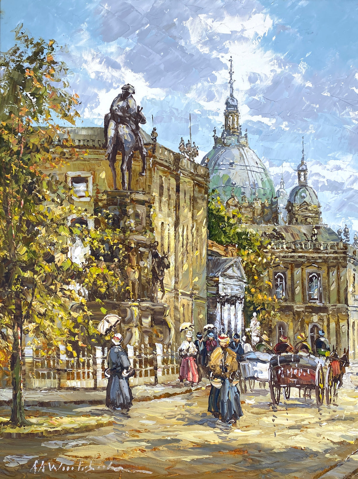 Ölgemälde "Historische Berliner Stadtansicht" von August Alexander Wendehals (1934–2003), Unikat