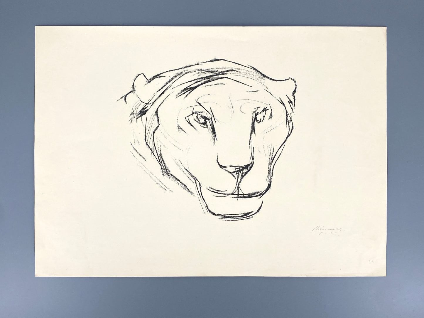 Handsignierte Lithografie "Pantherkopf" von Hans Martin Ruwoldt (1891–1969)