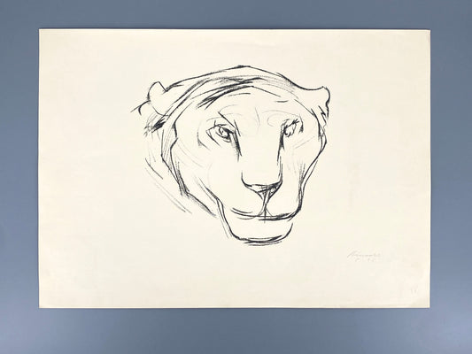Handsignierte Lithografie "Pantherkopf" von Hans Martin Ruwoldt (1891–1969)