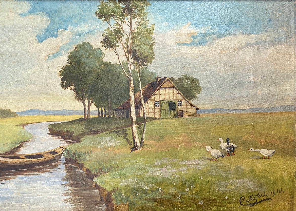 Antike idyllische Landschaftsansicht von Seifert, eine Panoramadarstellung aus dem Jahr 1910