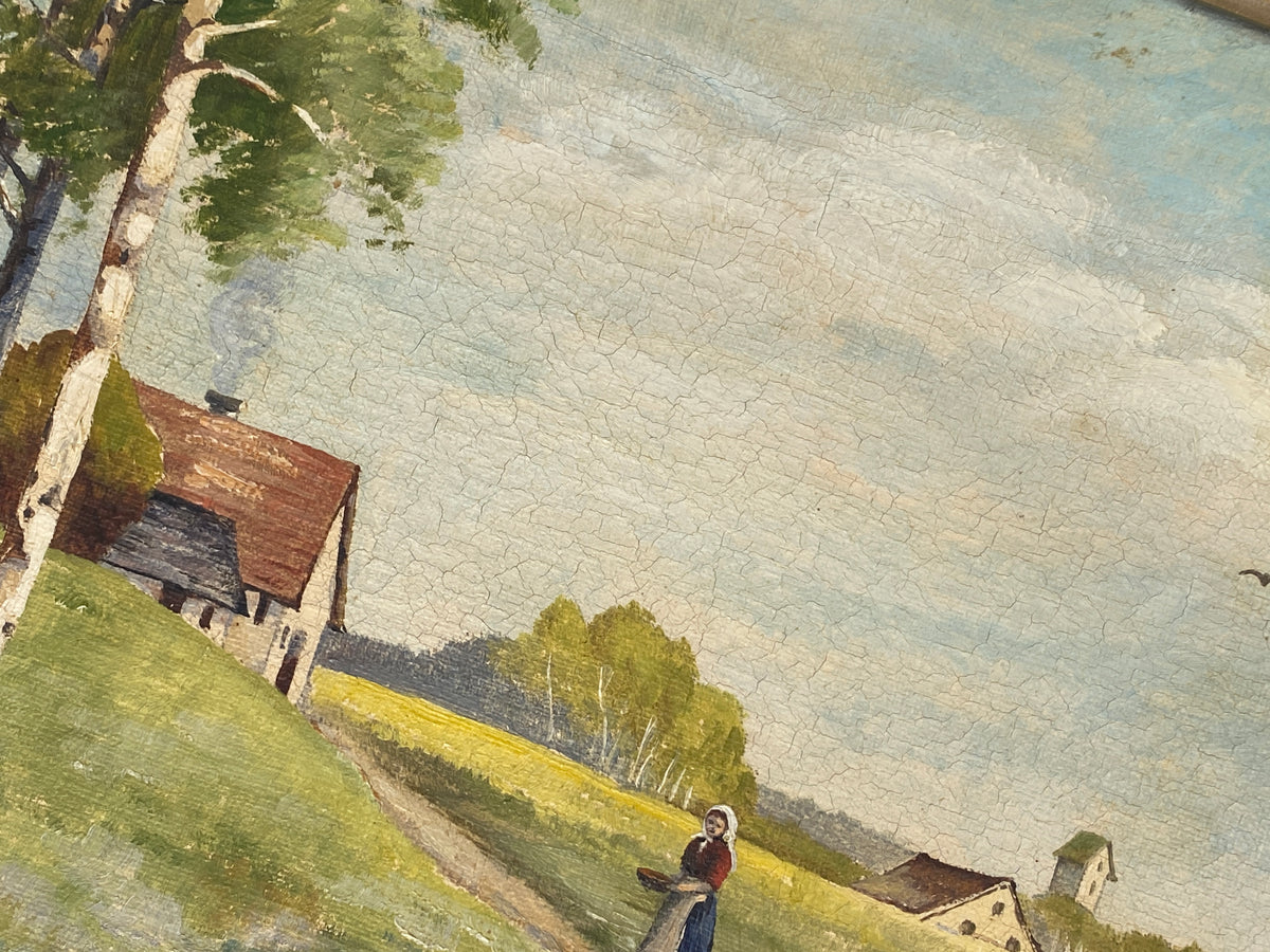 Antike idyllische Landschaftsansicht von Seifert, eine Panoramadarstellung aus dem Jahr 1910