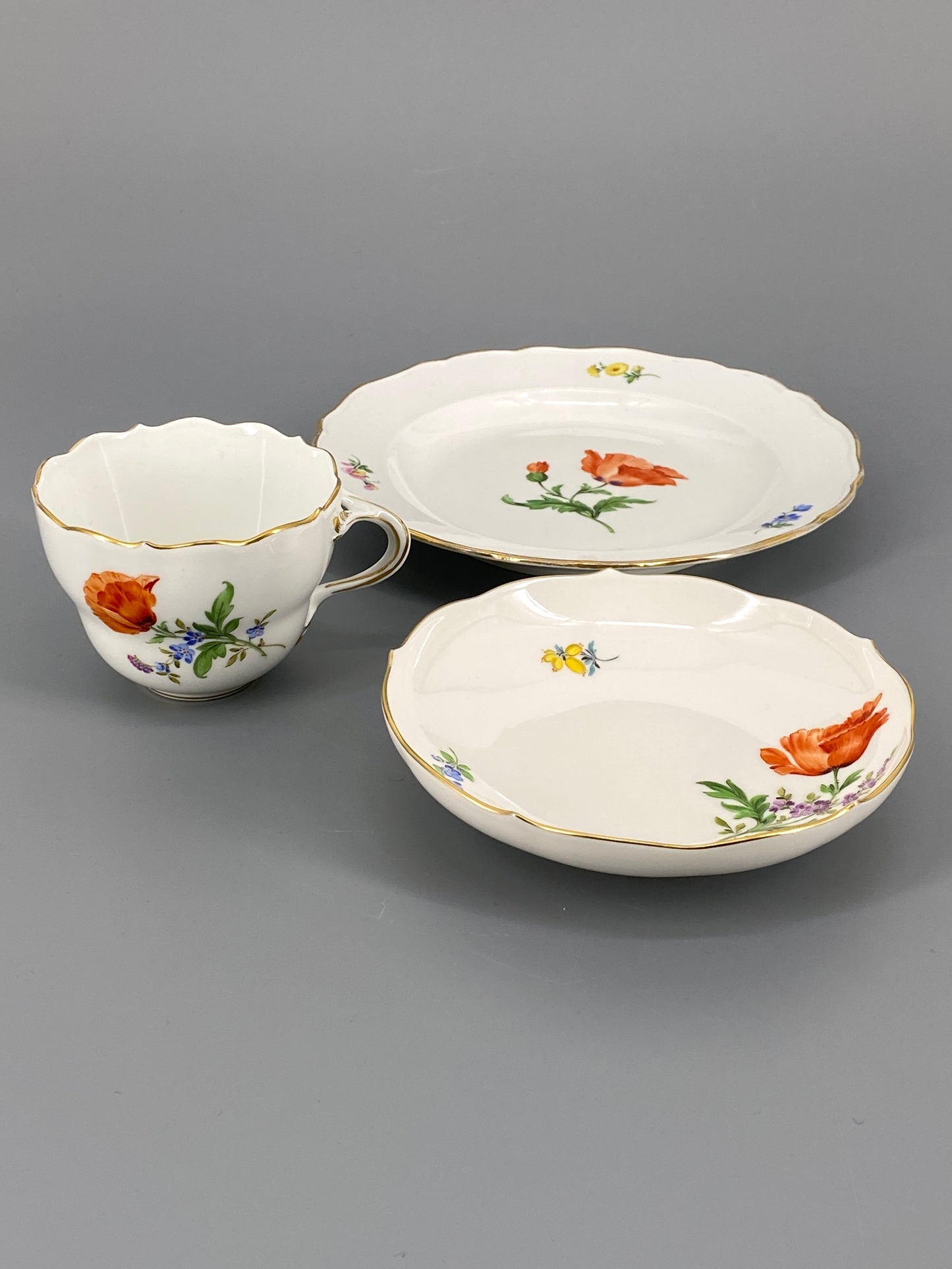 6 Porzellan Gedecke von Meissen, 21-teilig
