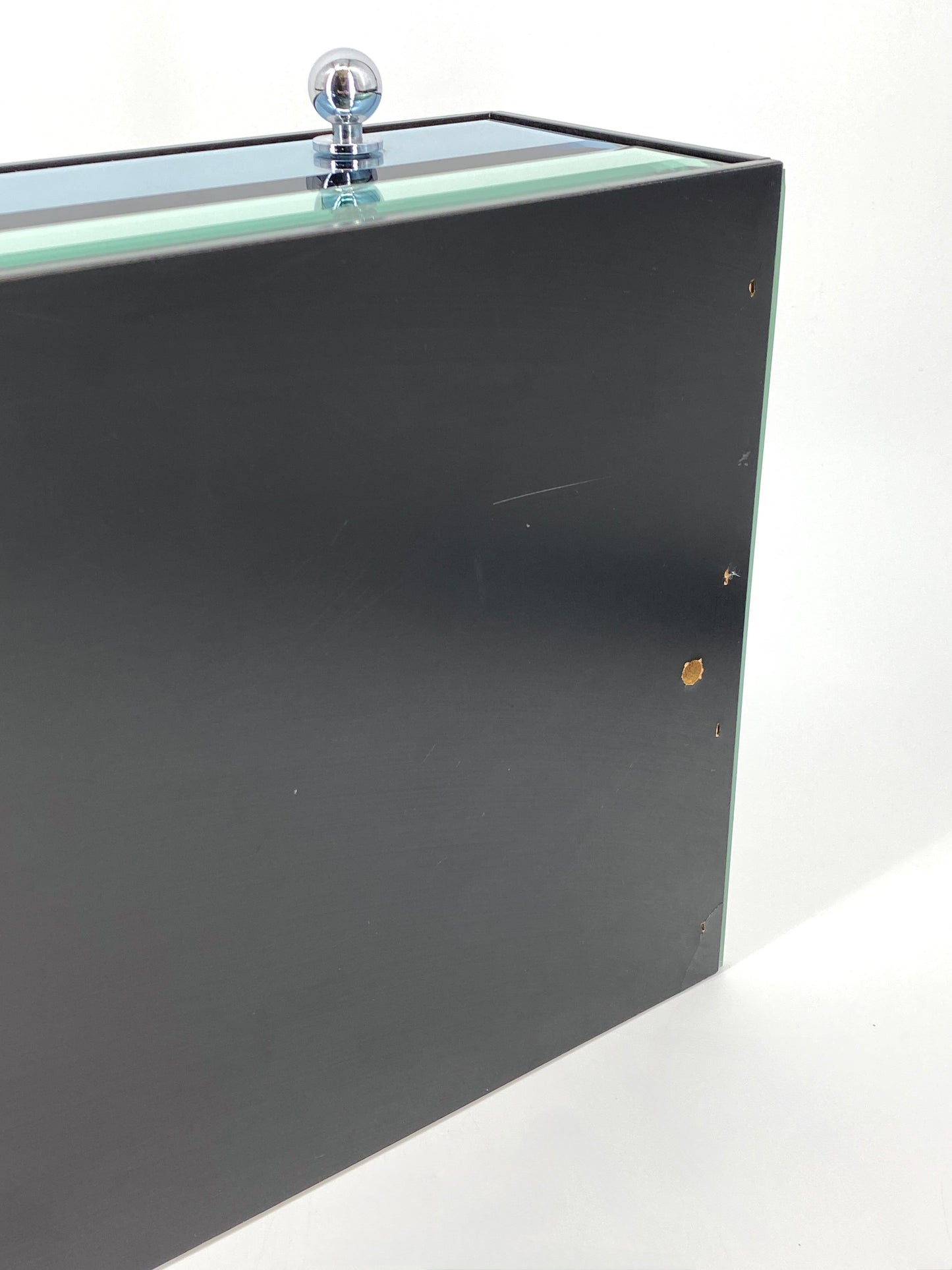 Wandkonsole mit Schublade von Schöninger Glas in Blau und Grün, um 1970