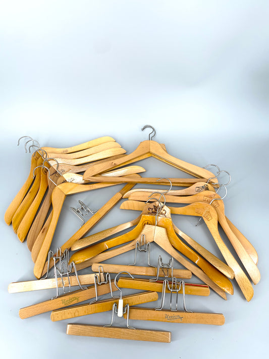 21X Set Kleiderbügel Holz, Auch Hosenkleiderbügel