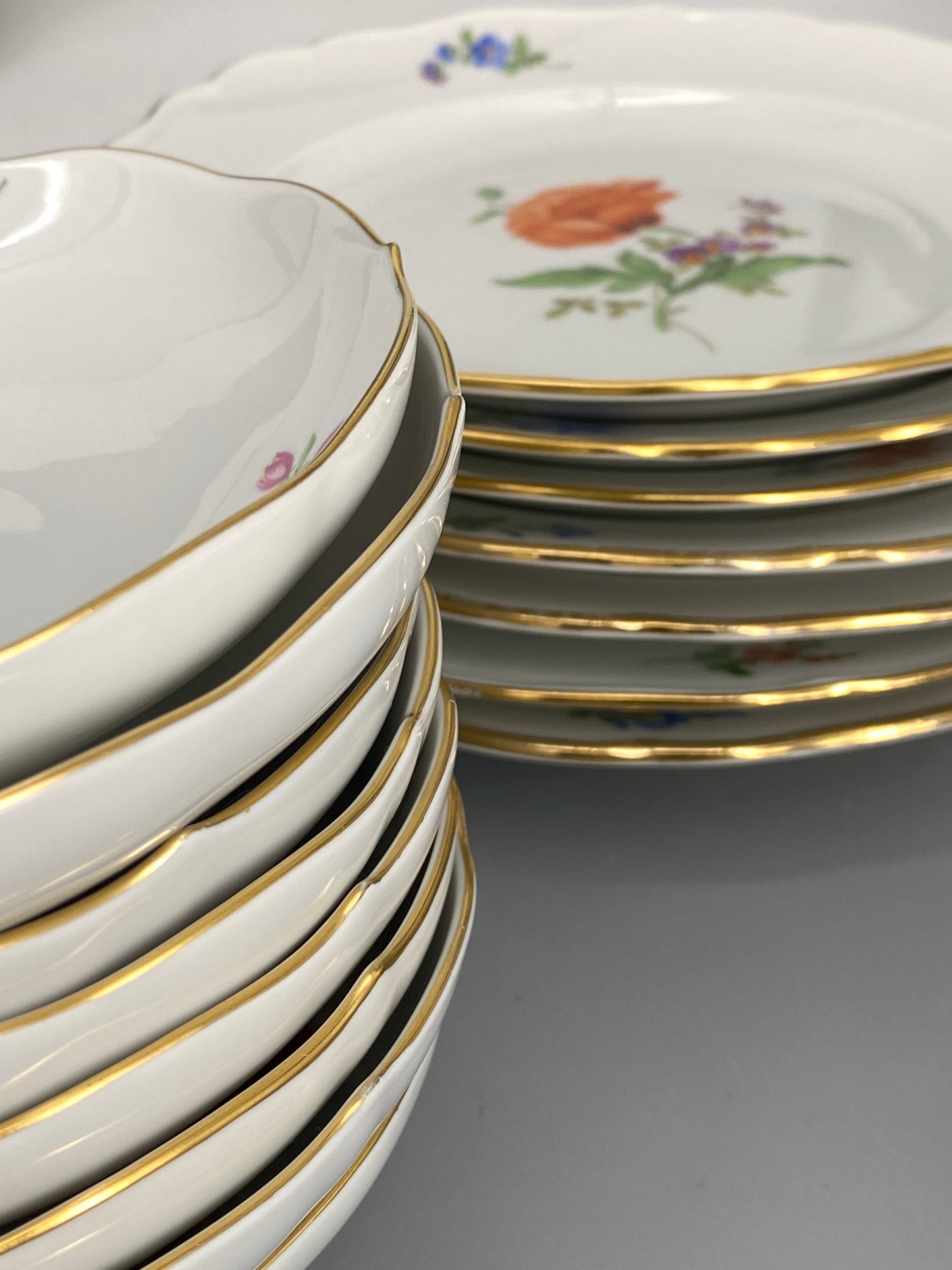 Meissen Porzellan Geschirr Konvolut, Blumendekor