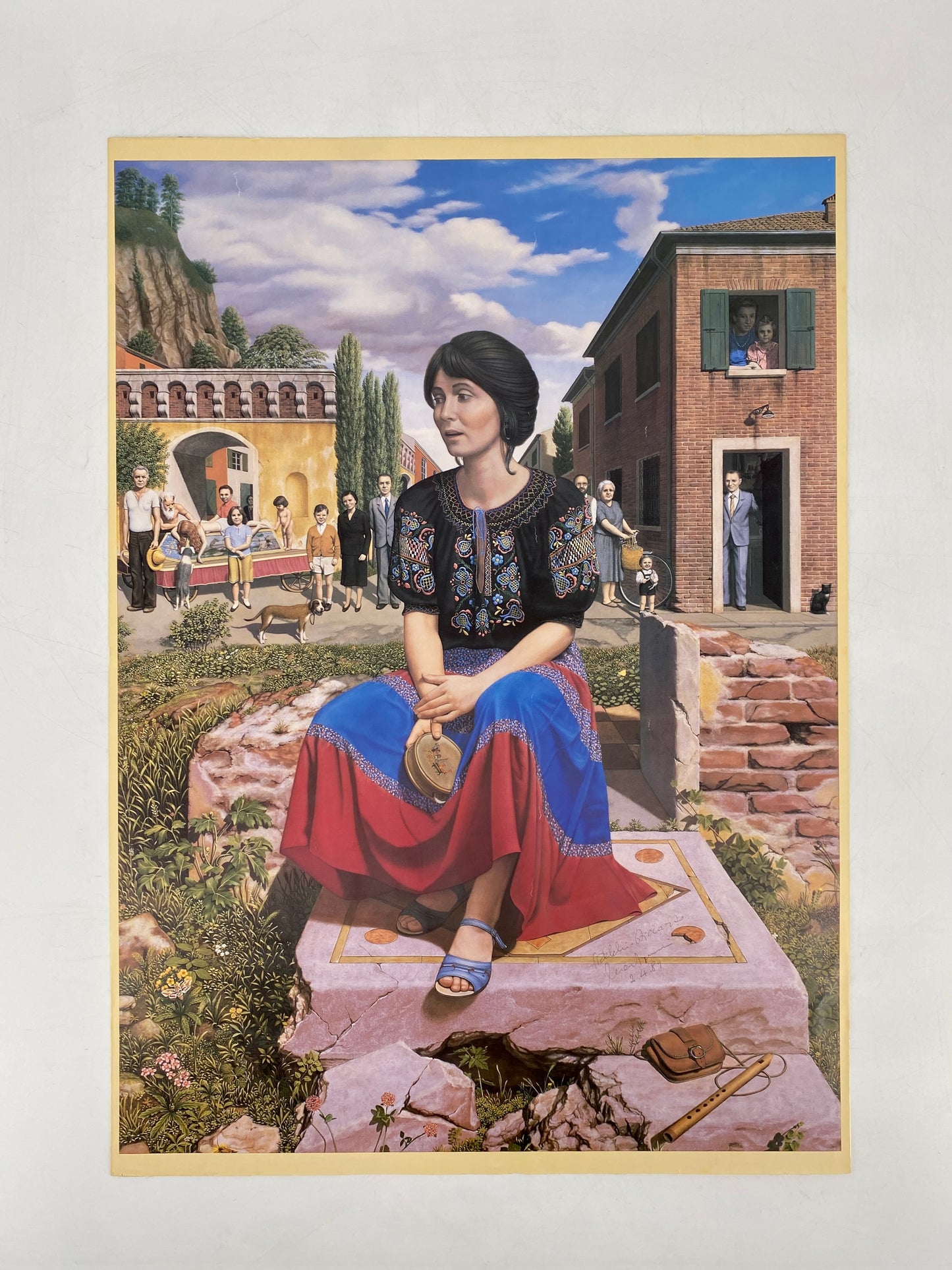 Poster mit Malerei von Adelchi-Riccardo Mantovani, Deutschland, 80er Jahre
