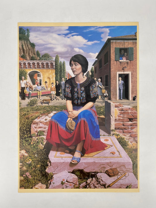 Poster mit Malerei von Adelchi-Riccardo Mantovani, Deutschland, 80er Jahre