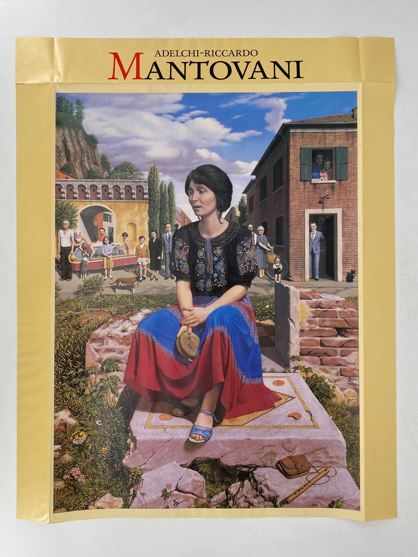 Poster mit Malerei von Adelchi-Riccardo Mantovani, Deutschland, 80er Jahre