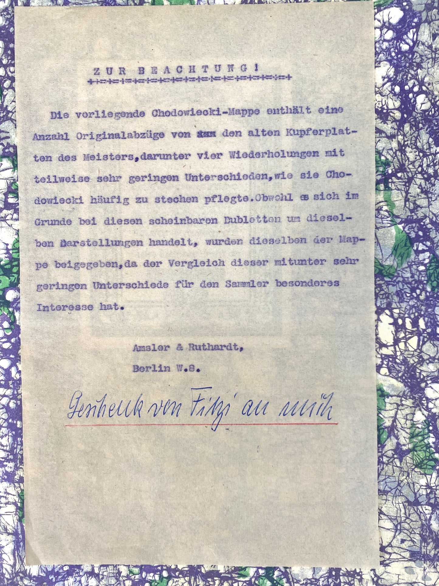 Sammlung Kupferstiche Daniel Chodowiecki, Künstlermappe