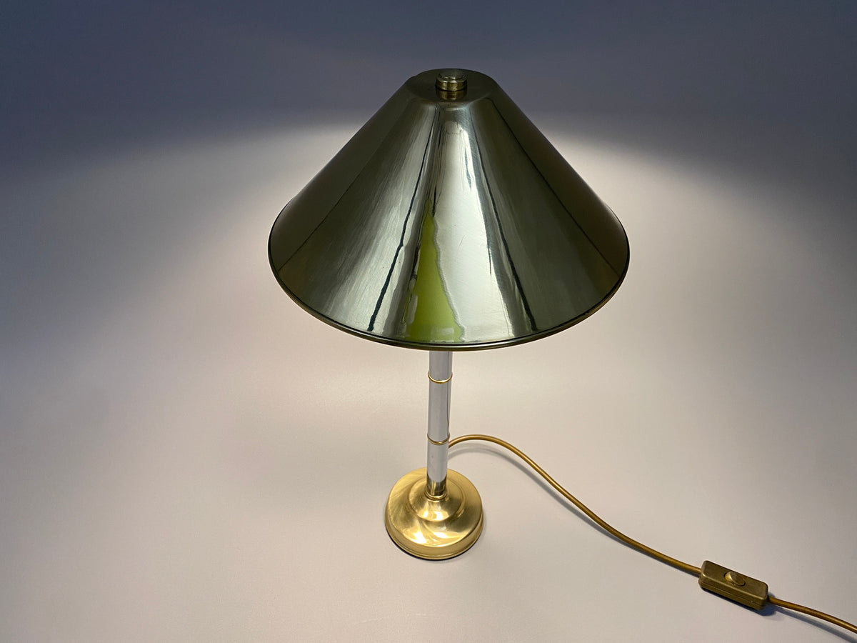 Postmoderne Tischlampe im Bi-Color Design aus Messing und Chrom, 1990er