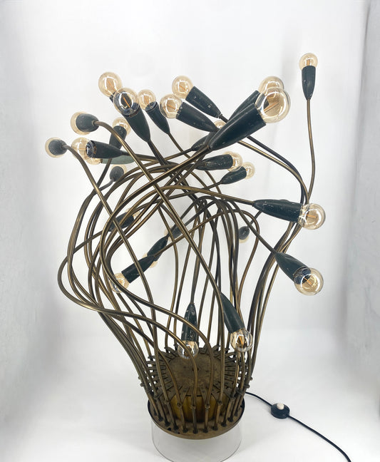 Lampenobjekt aus Messing 28 armig, 1920er/30er Art Deco