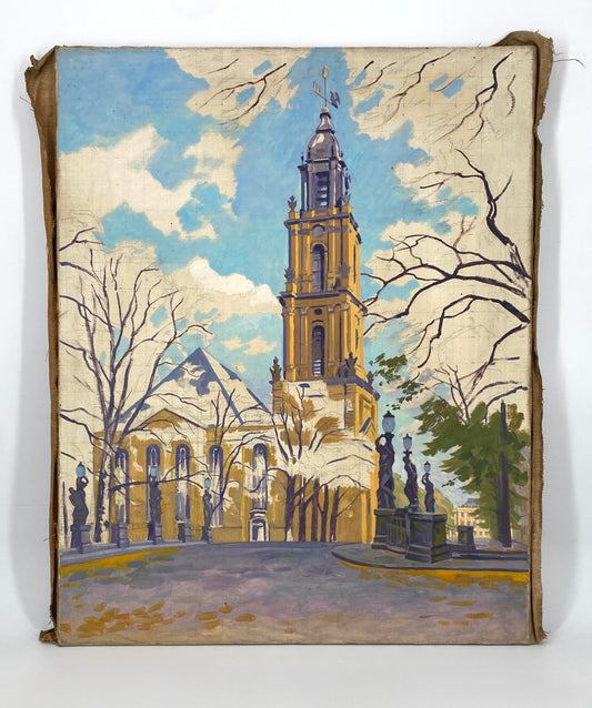 Ölgemälde von der Garnisonkirche in Potsdam auf Leinwand, unvollendet