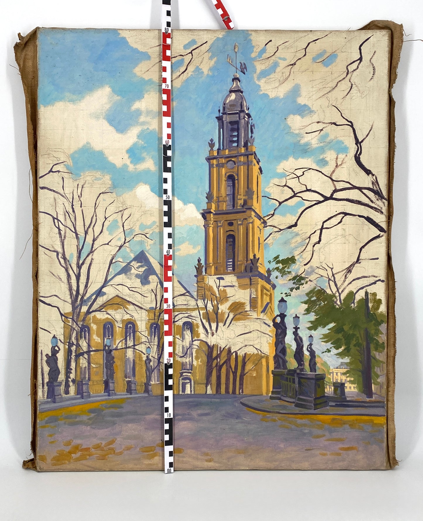 Ölgemälde von der Garnisonkirche in Potsdam auf Leinwand, unvollendet