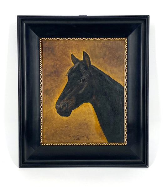 Portrait eines Rappen, gerahmtes Ölgemälde aus den 1930ern