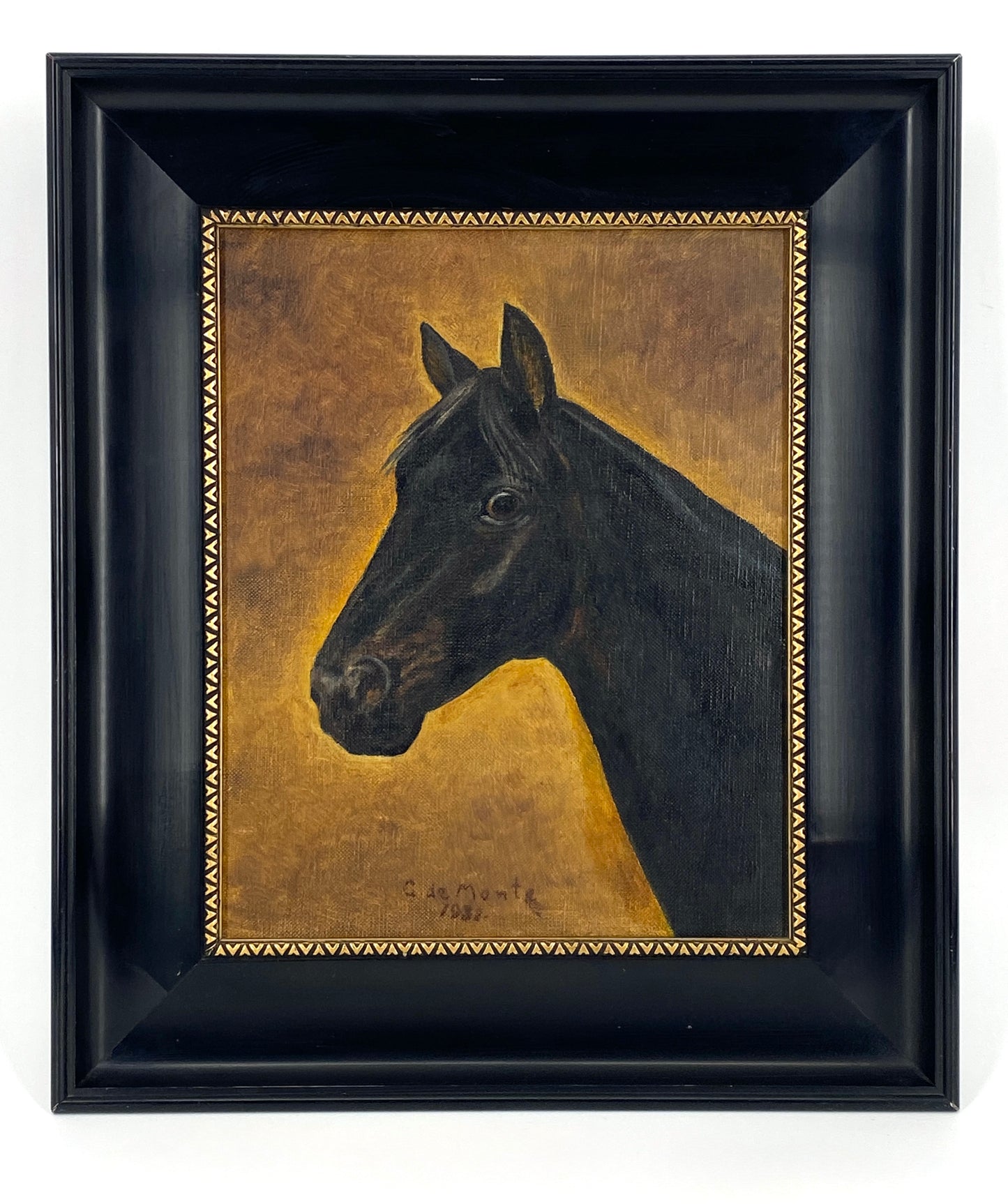 Portrait eines Rappen, gerahmtes Ölgemälde aus den 1930ern