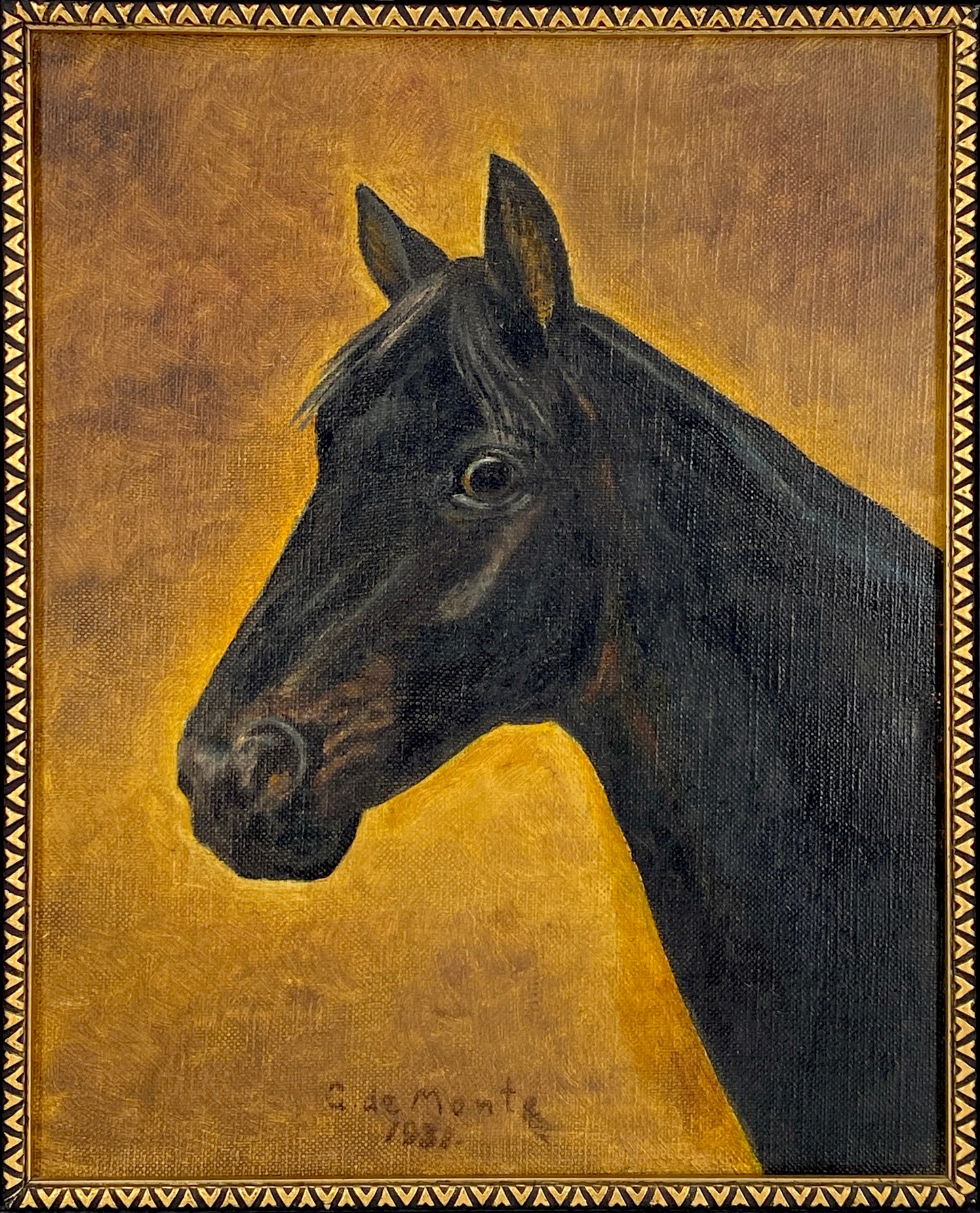 Portrait eines Rappen, gerahmtes Ölgemälde aus den 1930ern