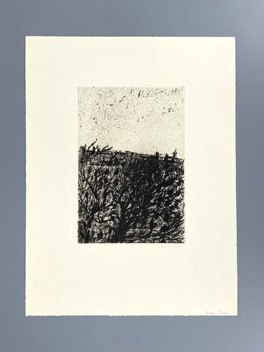 Radierung "Hinterhof" von Gisela Bührmann (1925–2011), Edition der Griffelkunst-Vereinigung, Hamburg 1964