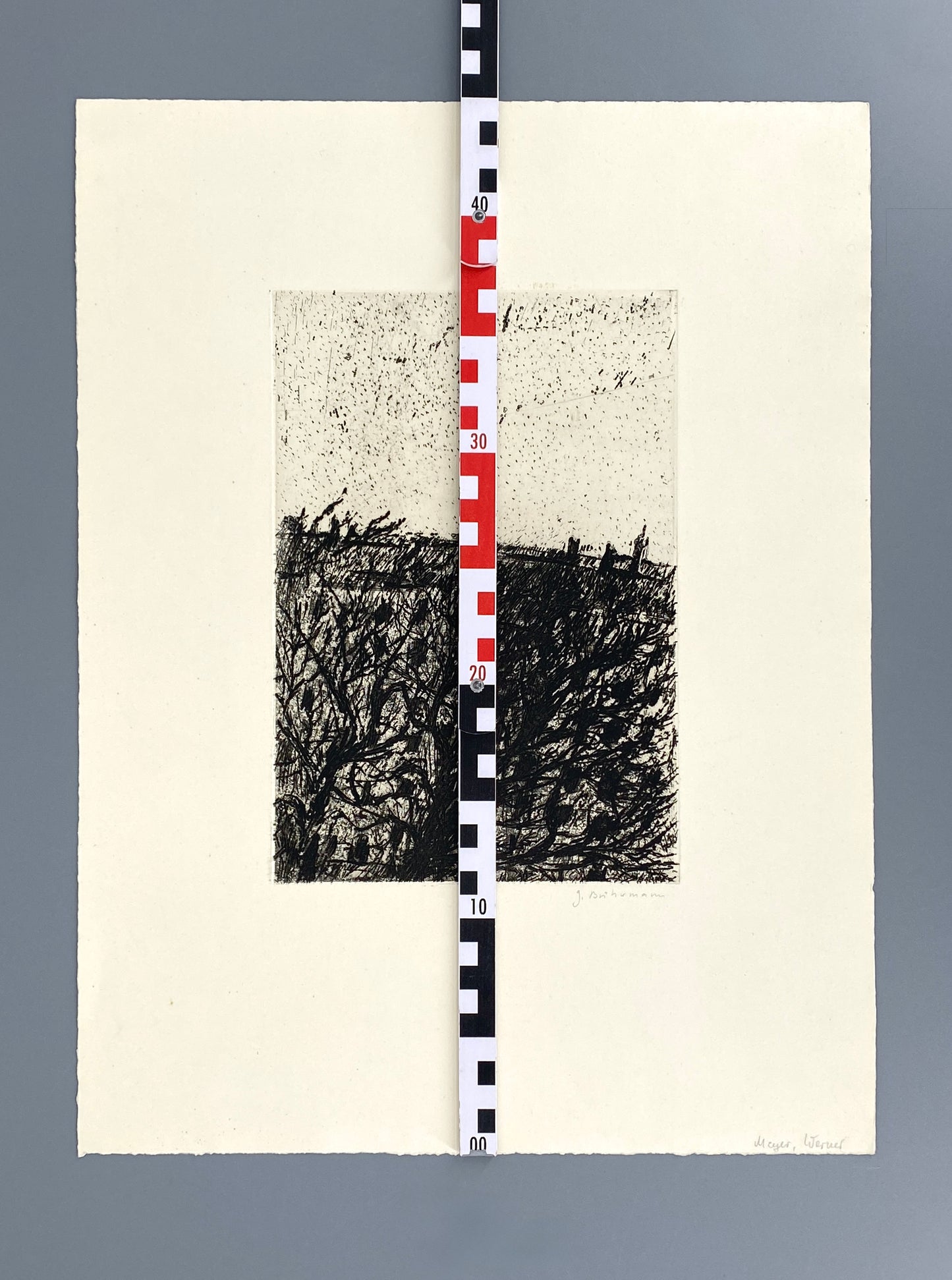 Radierung "Hinterhof" von Gisela Bührmann (1925–2011), Edition der Griffelkunst-Vereinigung, Hamburg 1964