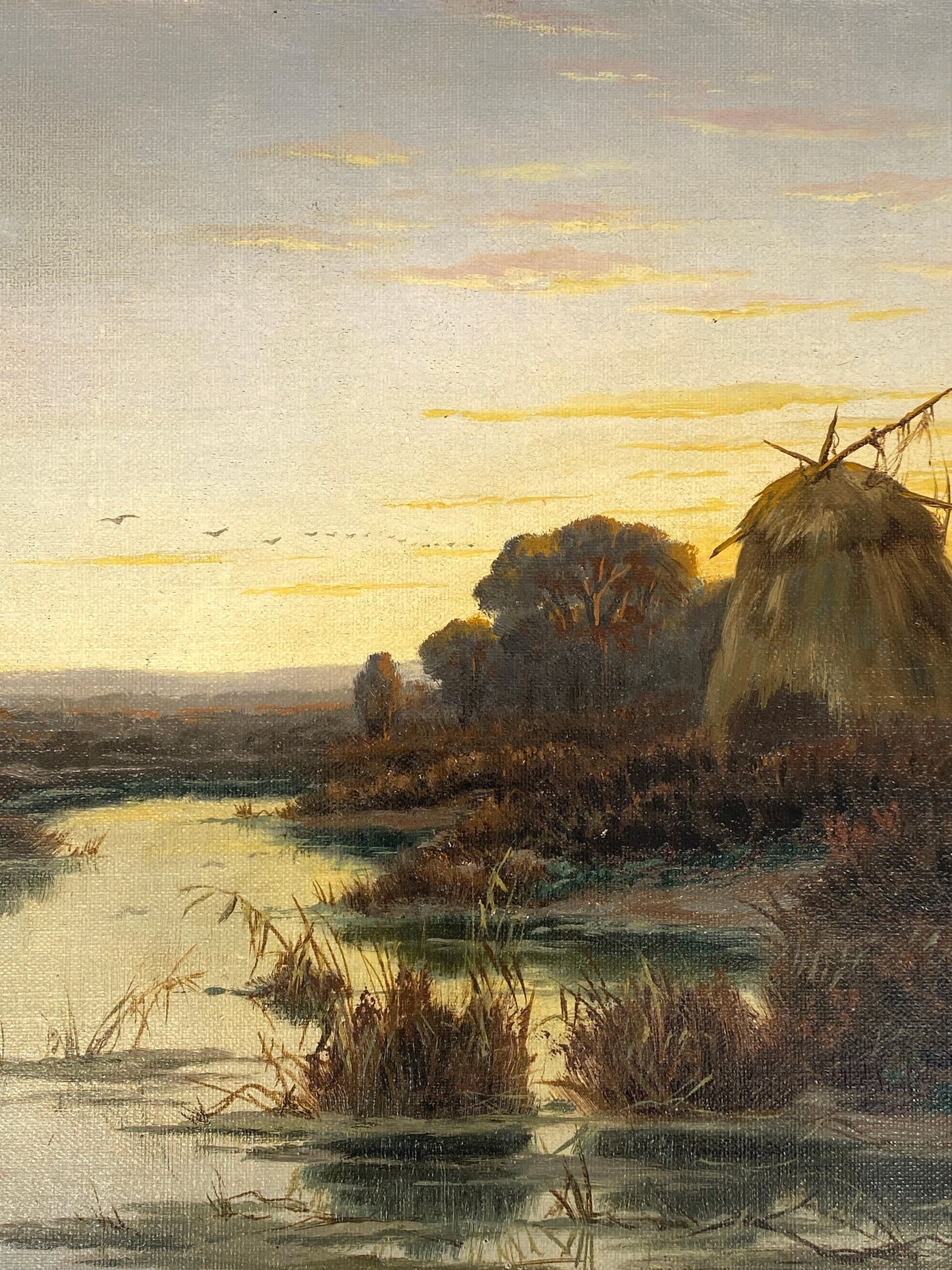 Ölgemälde "Landschaft bei Dämmerung" von John Theele aus dem Jahr 1915