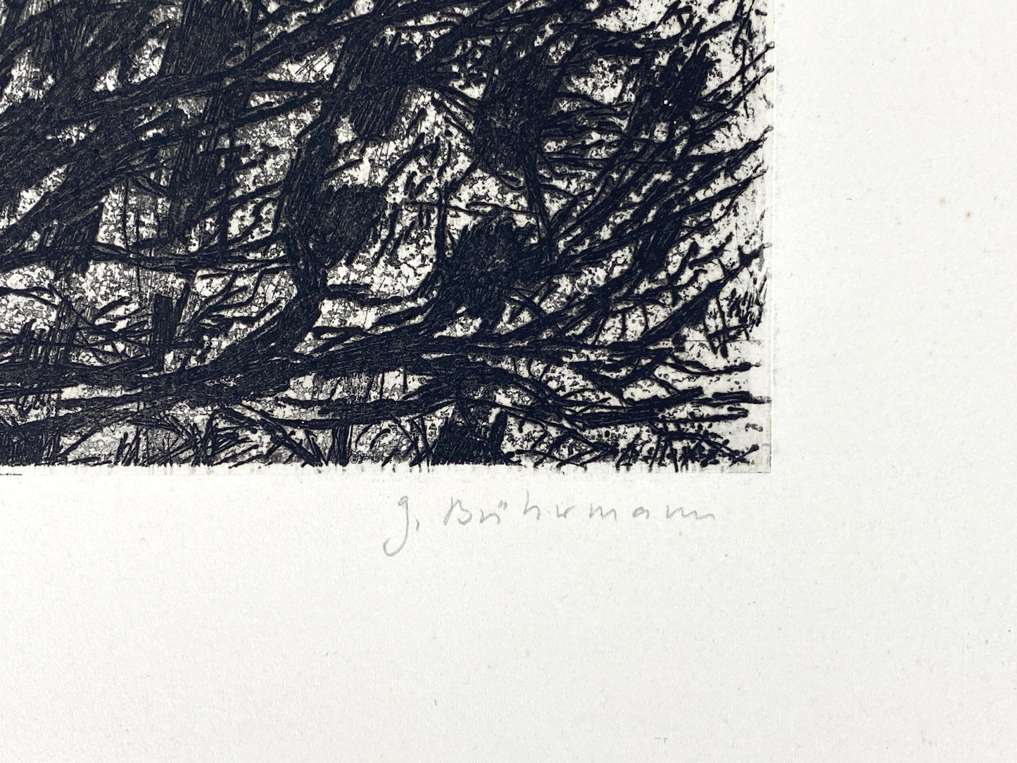 Radierung "Hinterhof" von Gisela Bührmann (1925–2011), Edition der Griffelkunst-Vereinigung, Hamburg 1964