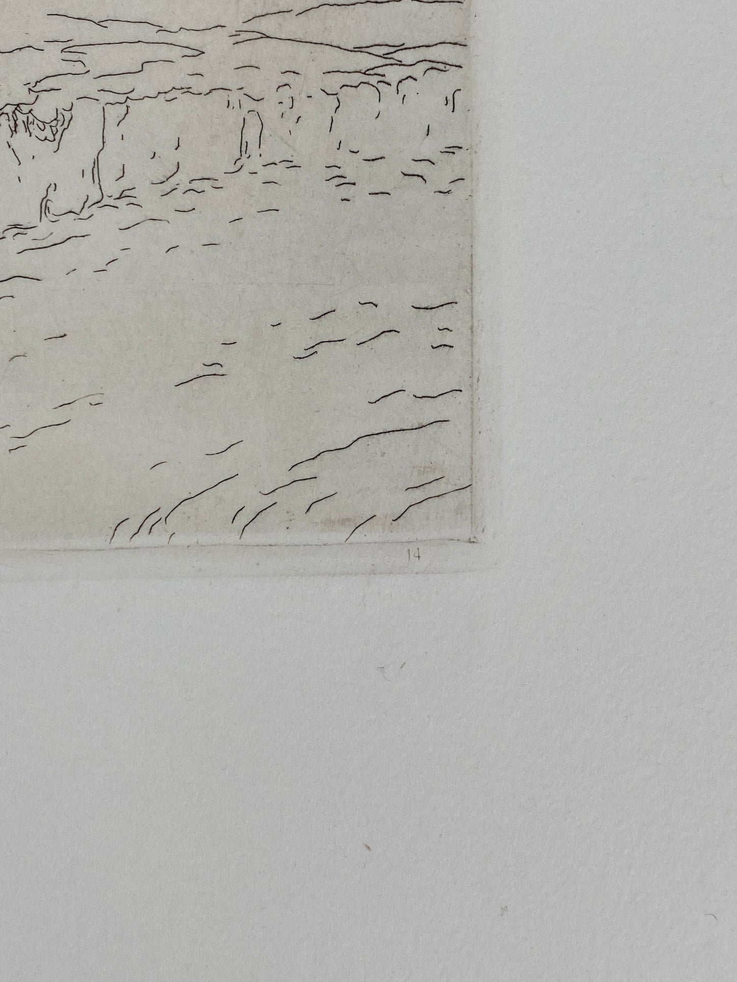 Radierung "Flamingos auf einem Baumstamm" von Wenzel Hablik, 1909/1973