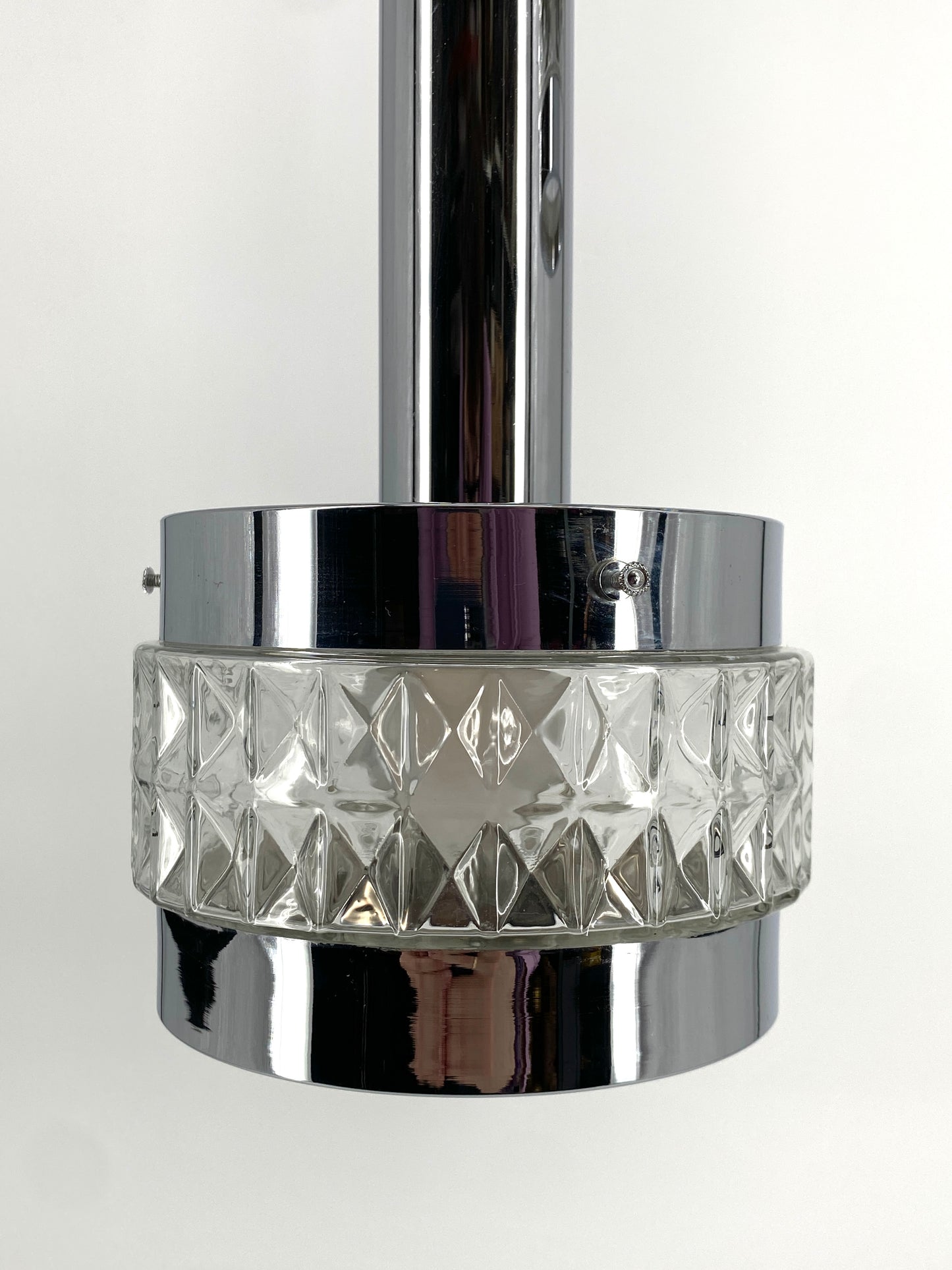 Verchromte Kaskadenlampe mit facettierten Glasschirmen, 60er