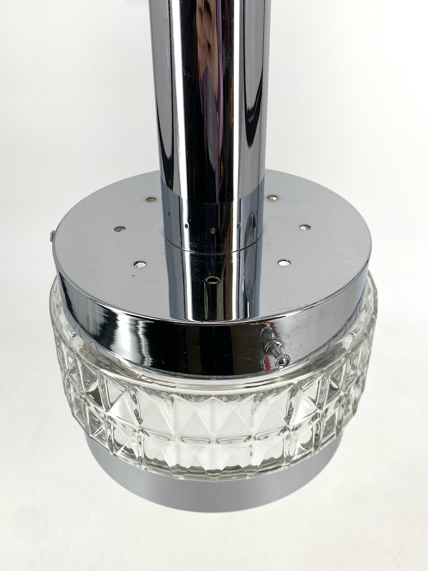 Verchromte Kaskadenlampe mit facettierten Glasschirmen, 60er