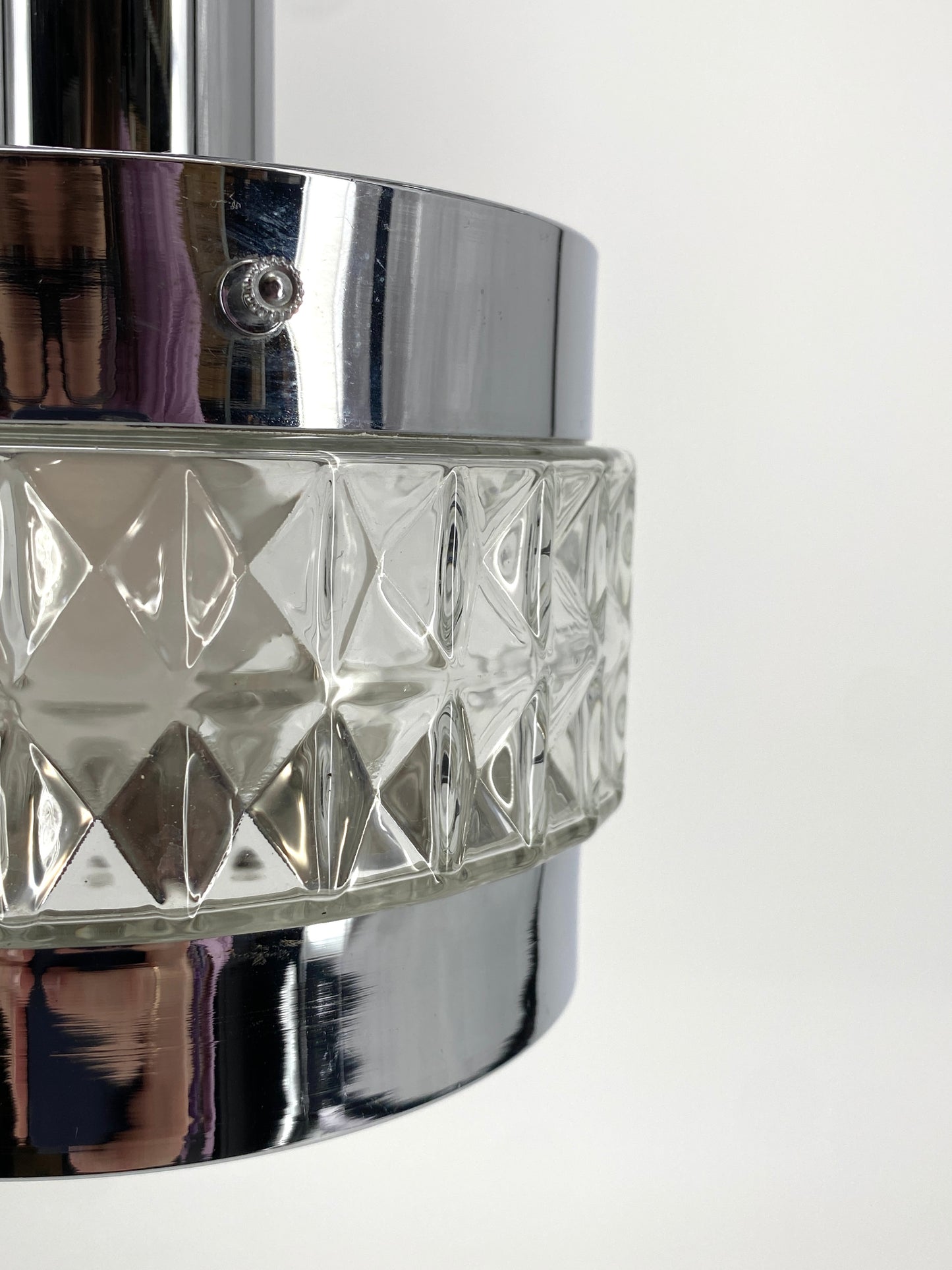 Verchromte Kaskadenlampe mit facettierten Glasschirmen, 60er