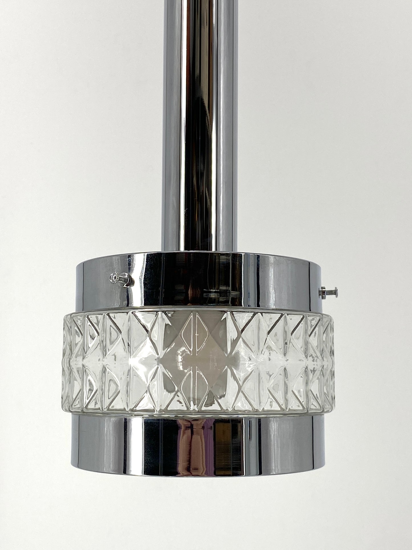 Verchromte Kaskadenlampe mit facettierten Glasschirmen, 60er