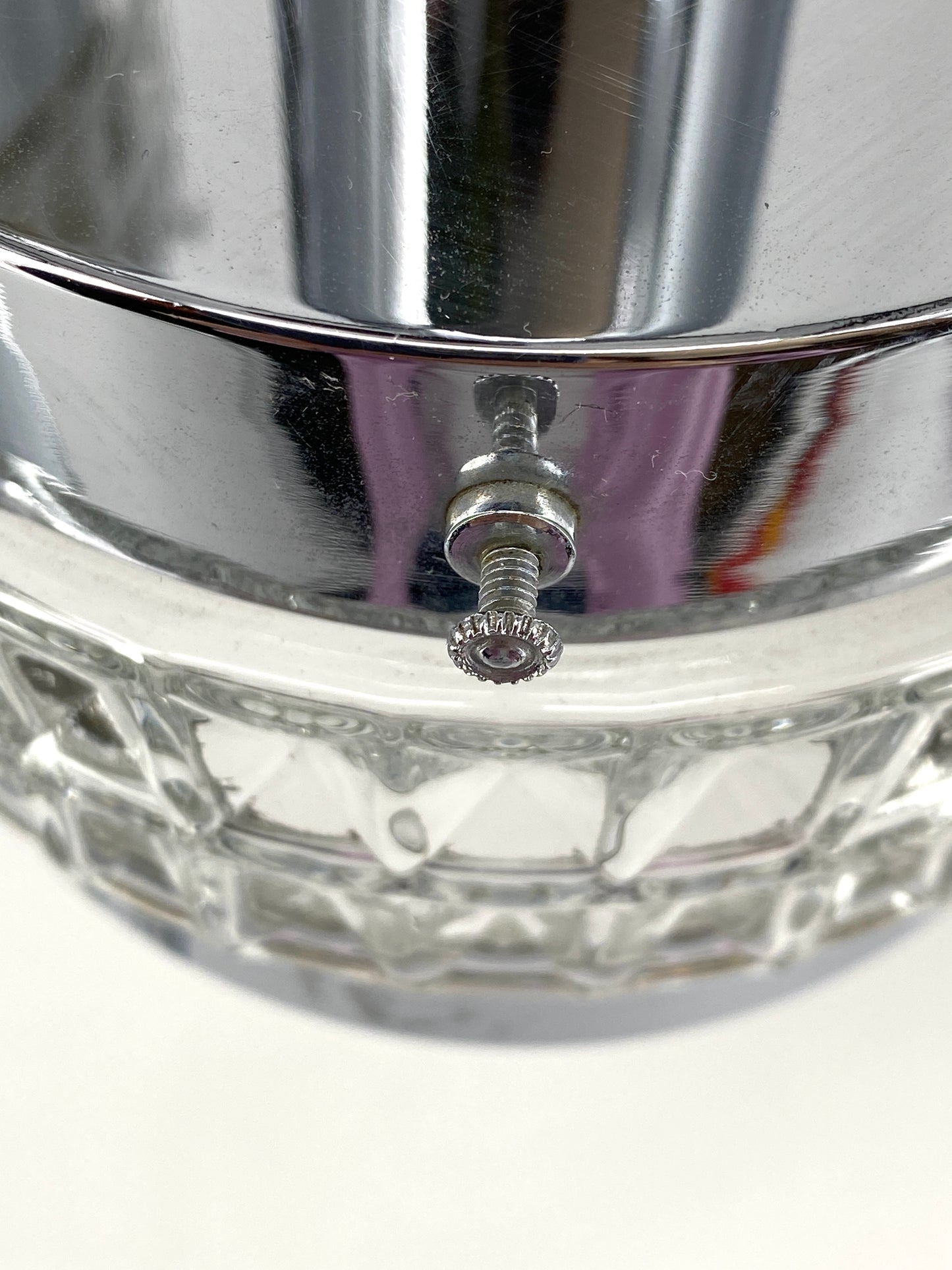 Verchromte Kaskadenlampe mit facettierten Glasschirmen, 60er