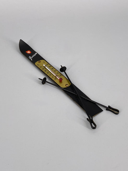 Thermometer in Form von Miniatur Ski, aus Arosa, Schweiz